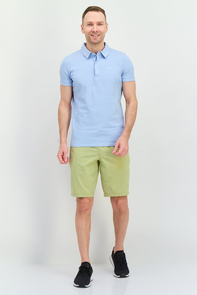 Beause Men Embroidered Logo Basic Shorts, Sage - Image 4