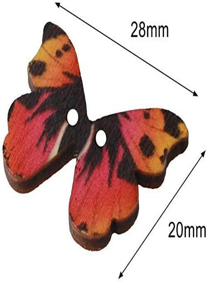 AmigozZ Multicolored Butterfly Shaped Wooden Buttons for DIY Crafting, Knitting, Crochet, Scrapbooking, Sewing, Card Making and School Projects Decoration(50pc) - Image 3