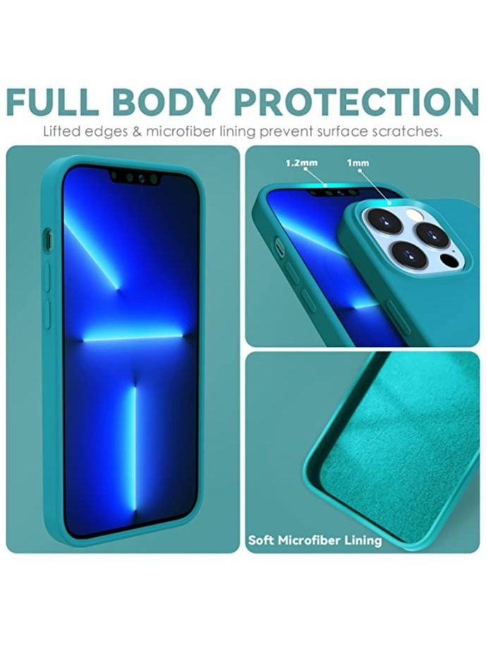 MUNTAQI Liquid Silicone Shockproof Protective Case with Soft Microfiber Lining for iPhone 13 Pro Max 6.7 inch (2021), (Turquoise) - Image 3