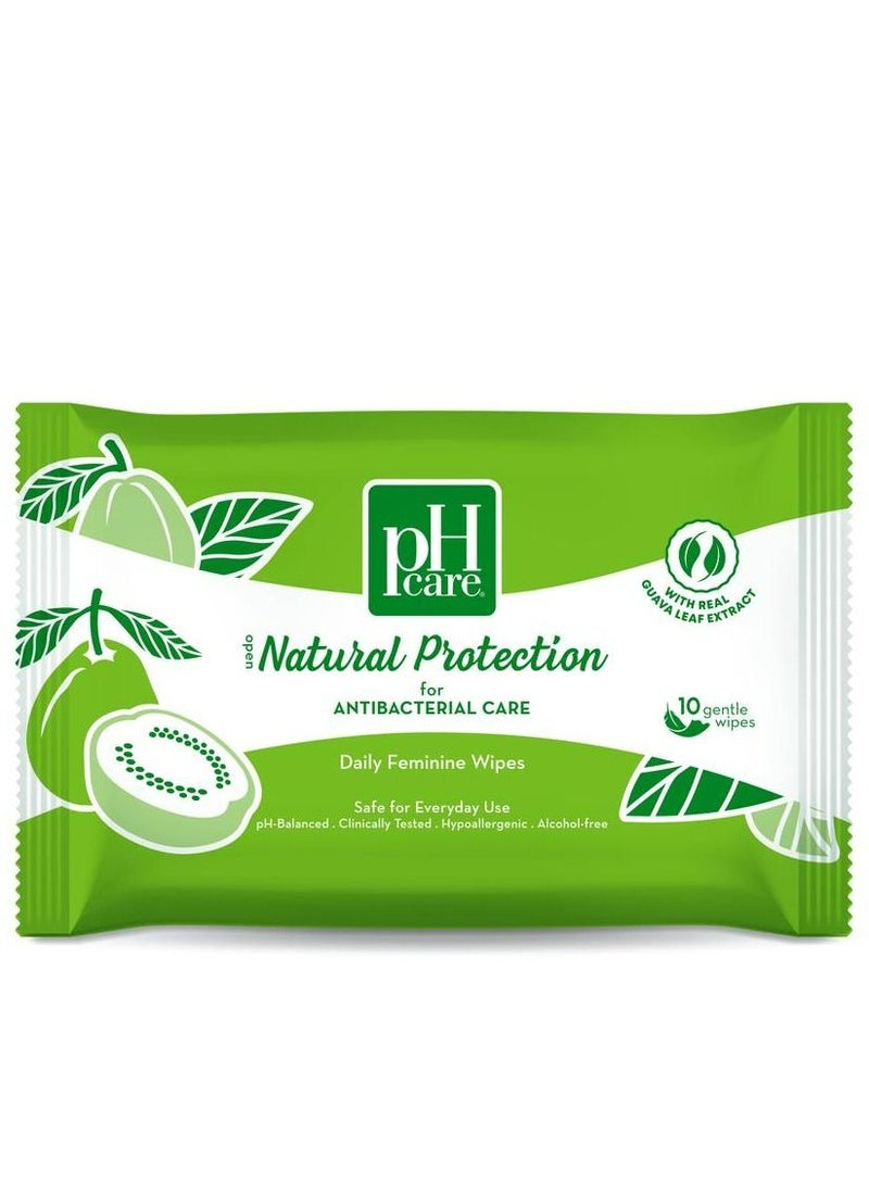 pH Care Daily Feminine Wipes Natural Protection 10s - Image 1