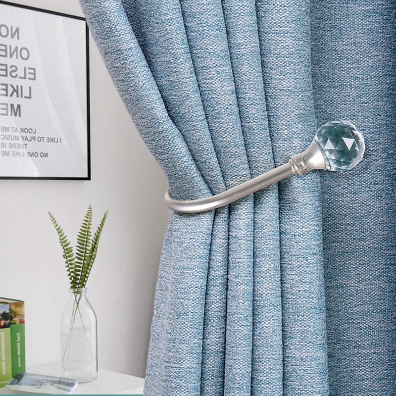HEMOUR Curtain Holdback, 4Pcs Wall Mounted Drapery Tiebacks with Clear Crystal Ball, Heavy Duty Metal Decorative Window Drapery Curtain Holder Curtain Hooks with Screws, Sliver - Image 4