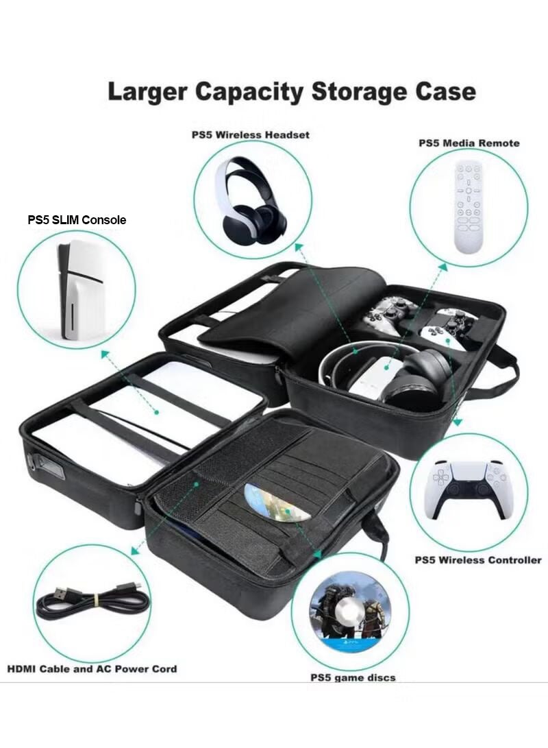 epicarma PS5 Slim Hard Shell Carry Case Xtreme, Carrying Case Travel Bag for PlayStation 5 Slim Console, Shockproof EVA Storage Case with Padded Dividers, Soft Interior Lining & Portable Carry Handle, Protective Storage Bag for PS5 Slim Accessories - Image 4
