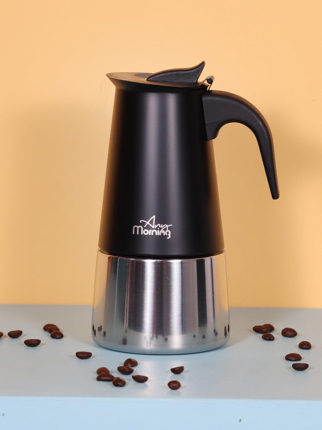 Any Morning Stovetop Stainless Steel Espresso Coffee Maker 300ml Black - Image 4