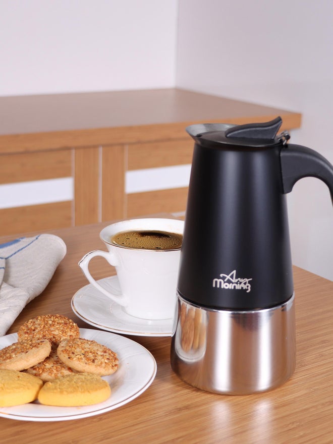 Any Morning Stovetop Stainless Steel Espresso Coffee Maker 300ml Black - Image 3