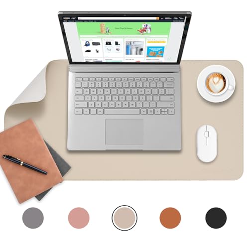 AROPANA Anti-Slip Extended Mouse Pad | PU Vegan Leather Desk Mat | Large Computer Desk Protector Pad with Suede Base for Keyboard, Laptop, Office & Home (70x35CM, White) - Image 1