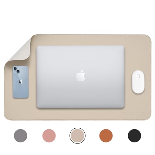 AROPANA Anti-Slip Extended Mouse Pad | PU Vegan Leather Desk Mat | Large Computer Desk Protector Pad with Suede Base for Keyboard, Laptop, Office & Home (70x35CM, White) - Image 4