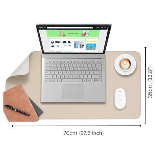 AROPANA Anti-Slip Extended Mouse Pad | PU Vegan Leather Desk Mat | Large Computer Desk Protector Pad with Suede Base for Keyboard, Laptop, Office & Home (70x35CM, White) - Image 5