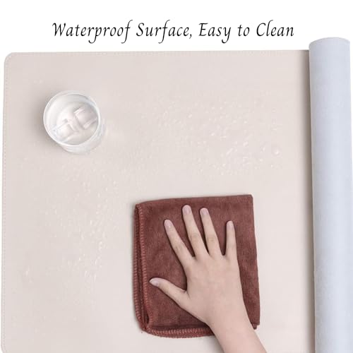 AROPANA Anti-Slip Extended Mouse Pad | PU Vegan Leather Desk Mat | Large Computer Desk Protector Pad with Suede Base for Keyboard, Laptop, Office & Home (70x35CM, White) - Image 3