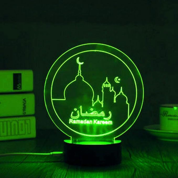 Al Raied ARS® 3D Ramadan Kareem Night Light LED Lamp - 7 Colors Touch USB Charge Desk Table Decoration - Image 2