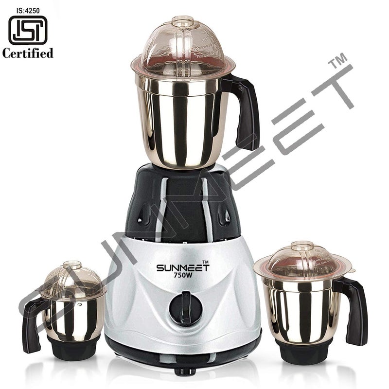 Sunmeet Sunmeet Black Silver Color 1HP Mixer Grinder with 3 Jar 1 Large Jar 1 Medium Jar and 1 Chutney Jar TAN20SUN8Make In IndiaISI CERTIFIED  - Image 2