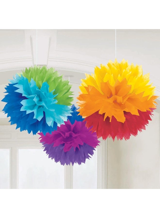 Amscan Rainbow Fluffy Paper Decorations, 40.6 cm - Image 1