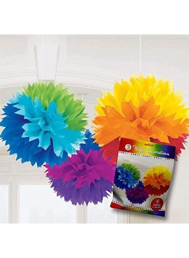 Amscan Rainbow Fluffy Paper Decorations, 40.6 cm - Image 2