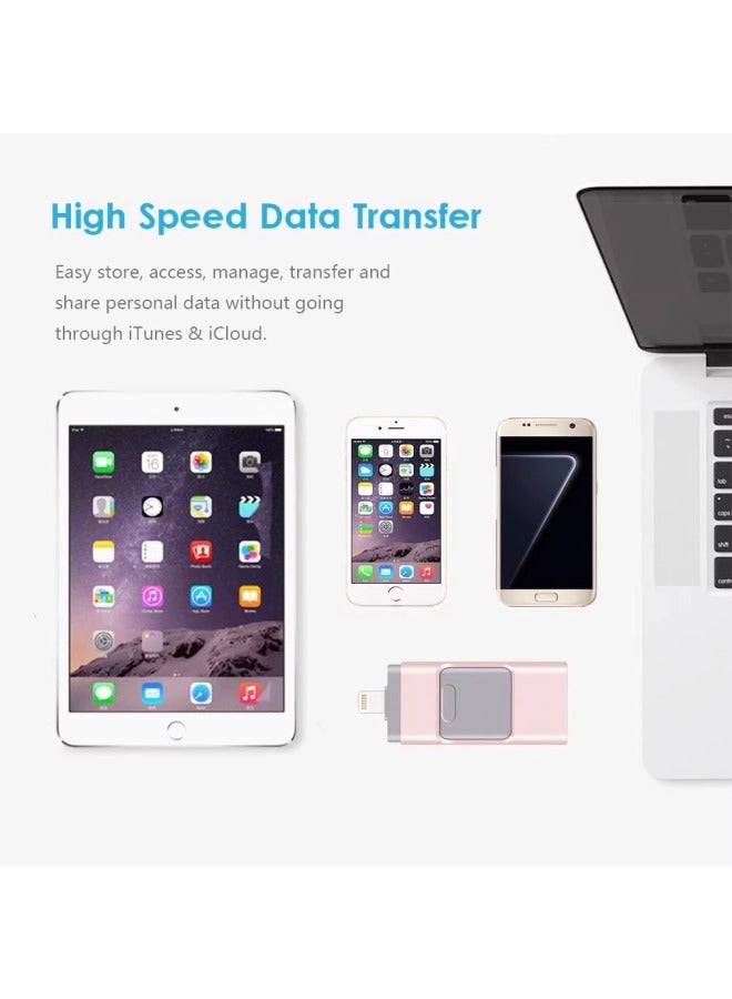 محرك فلاش USB Otg ثلاثة في واحد من النوع C للهاتف المحمول USB فلاش Drive لأجهزة Android Apple Computer سعة كبيرة محرك فلاش USB - اللون: ذهبي وردي - السعة: 32 جرامًا توسيع 128 جرامًا - Image 5