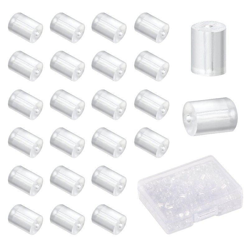 Forise 500Pcs Clear Silicone Earring Backs 3mm Hypoallergenic Rubber Column Earring Backs for Studs Earring Hooks Stoppers