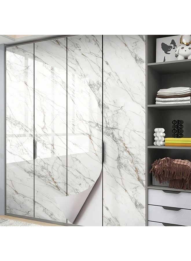 White Marble Self Adhesive Wallpaper Roll 23.62x39.37 Inch Waterproof Oil Proof Kitchen Stickers - Image 5