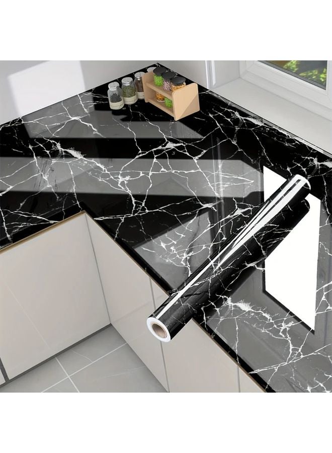 White Marble Self Adhesive Wallpaper Roll 23.62x39.37 Inch Waterproof Oil Proof Kitchen Stickers - Image 3
