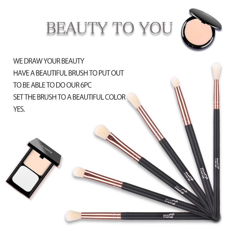 MSQ Eye Brush Set Rose Gold 6pcs Eyeshadow Set Eyebrow Brush Makeup Brushes Eyeliner Brush for Eyeshadow, Eyebrow, Eyeliner, Blending, Concealer, Best for Gifts - Image 2