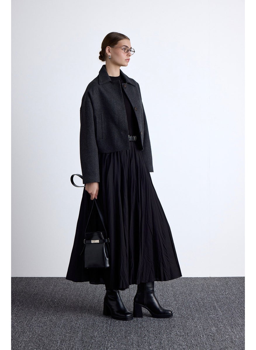 Manuka Pleated Maxi Skirt Black  - Image 1