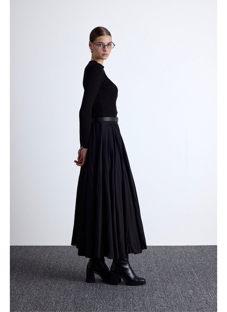 Manuka Pleated Maxi Skirt Black  - Image 5