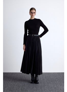 Manuka Pleated Maxi Skirt Black  - Image 4