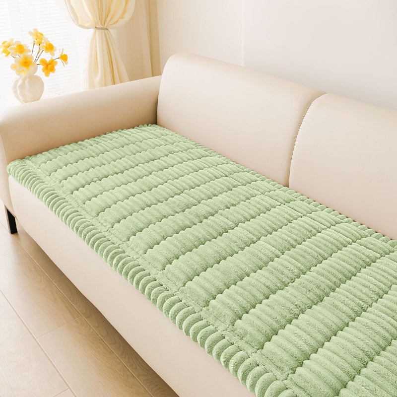 hyha Couch Covers for Dogs Washable, Non Slip Plush Dog Sofa Protectors, Fuzzy Pet Couch Covers for 3 Cushion Sofa Pet Friendly (Green, 27.6" x 59") - Image 1