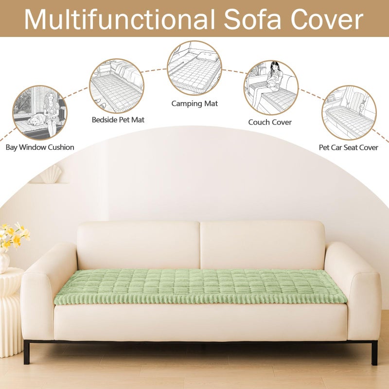 hyha Couch Covers for Dogs Washable, Non Slip Plush Dog Sofa Protectors, Fuzzy Pet Couch Covers for 3 Cushion Sofa Pet Friendly (Green, 27.6" x 59") - Image 3