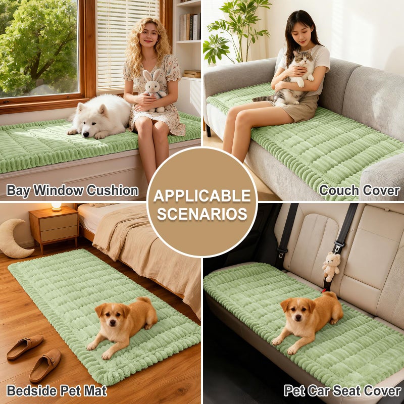 hyha Couch Covers for Dogs Washable, Non Slip Plush Dog Sofa Protectors, Fuzzy Pet Couch Covers for 3 Cushion Sofa Pet Friendly (Green, 27.6" x 59") - Image 4