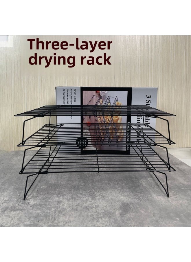 Generic - Baking Tools 3-Layer Cake Mold Cold Rack Bread Cooling Rack Disassembled Cake Rack-Specifications:Three-layer Drying Rack 34*24*19.5(OPP Bag) - Image 1