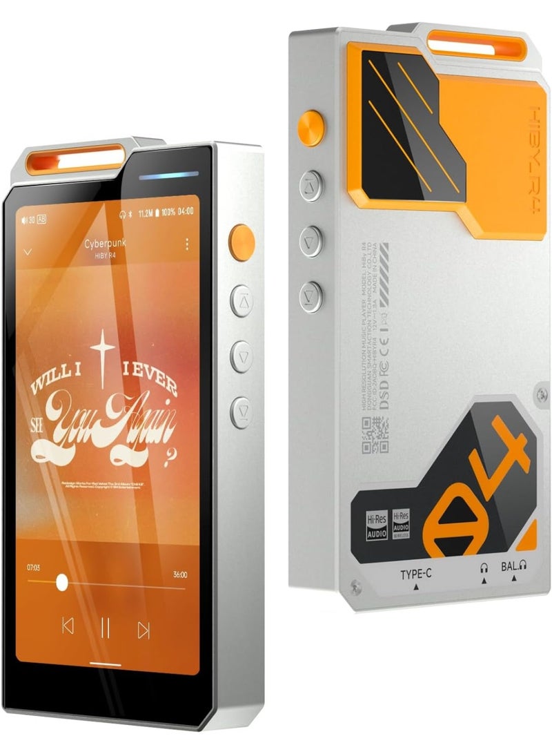 HiBy مشغل موسيقى HiBy R4 ES9018Q2M*4 بنظام Android 12، يدعم تشغيل ملفات MP3، وتقنية Bluetooth، وWiFi، وDSD256، وMQA، و16x، ومحول صوت رقمي تناظري USB، ومضخم صوت لسماعات الرأس، وعمر بطارية يصل إلى 11 ساعة، وشاشة 4.7 بوصة، ورقم تعريف المنتج OPA1652. - Image 1