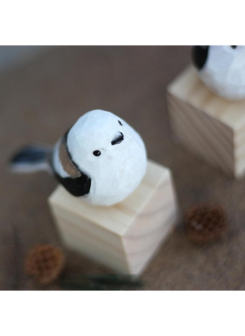 Colornest Colornest Wooden Bird Figurines Handcrafted Painted Wooden Statues for Home Decor Gift for Bird Lovers Housewarming Birthday Christmas Anniversaries Aegithalidae Bird  - Image 4