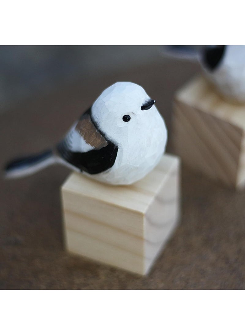 Colornest Colornest Wooden Bird Figurines Handcrafted Painted Wooden Statues for Home Decor Gift for Bird Lovers Housewarming Birthday Christmas Anniversaries Aegithalidae Bird  - Image 3