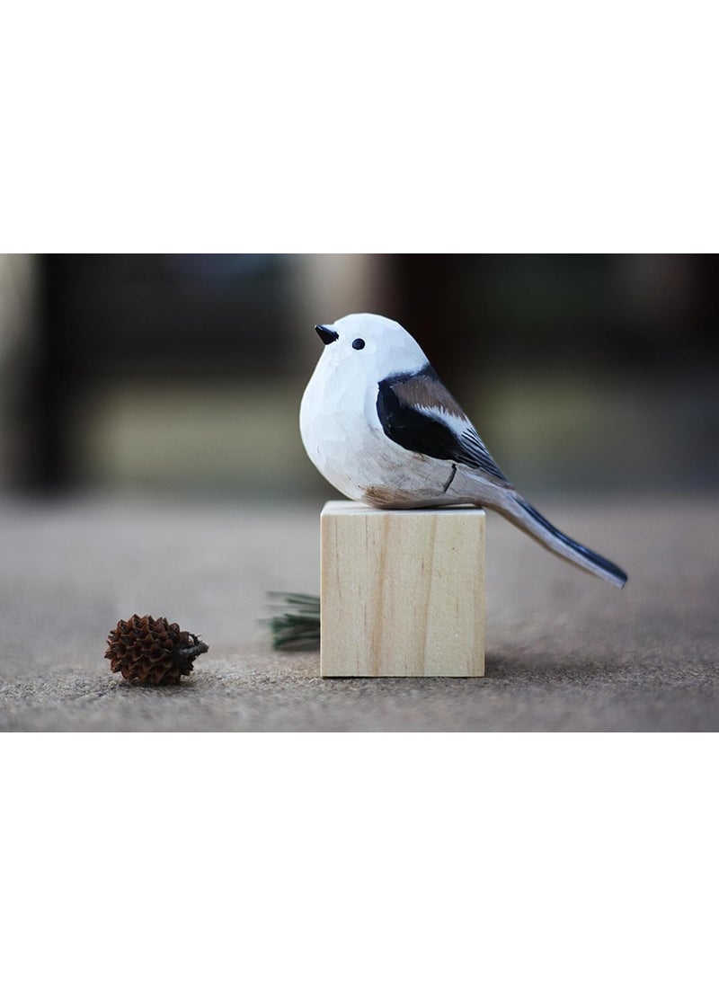 Colornest Colornest Wooden Bird Figurines Handcrafted Painted Wooden Statues for Home Decor Gift for Bird Lovers Housewarming Birthday Christmas Anniversaries Aegithalidae Bird  - Image 5