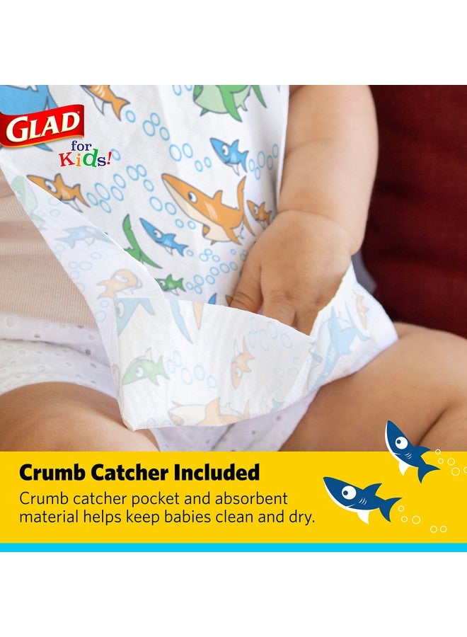 Glad for Kids Sharks Paper Bibs, 30 Count - Disposable Paper Bibs with Cute Sharks Design for Kids - Travel Bibs for Kids - Art & Craft Disposable Kids Bibs - Image 2