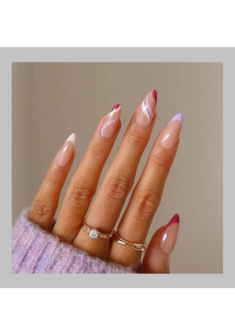 طقم أظافر صناعية أكريليك قابلة لإعادة الاستخدام مع شريط لاصق مزدوج وغراء - Image 1