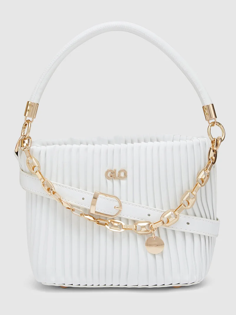 globus Globus Women White Self Design Party Handheld Bag