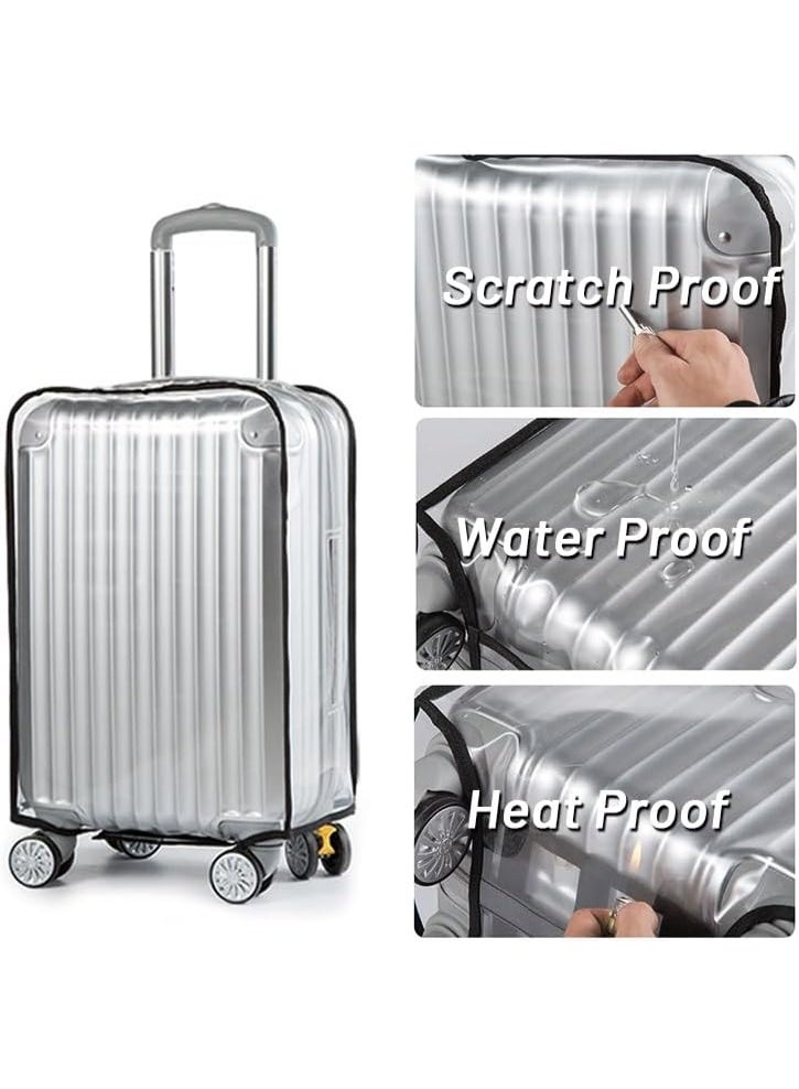 Meetion غطاء حقيبة سفر شفاف 1 قطعة - أغطية حقائب 20 22 24 26 28 30 بوصة - غطاء أمتعة مقاوم للماء من PVC - واقي حقيبة السفر مع فتحات للمقابض العلوية والجانبية (26 بوصة) - Image 3