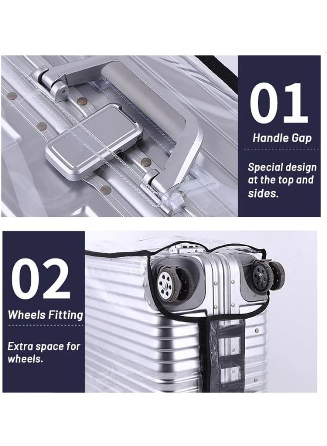 Meetion غطاء حقيبة سفر شفاف 1 قطعة - أغطية حقائب 20 22 24 26 28 30 بوصة - غطاء أمتعة مقاوم للماء من PVC - واقي حقيبة السفر مع فتحات للمقابض العلوية والجانبية (26 بوصة) - Image 4
