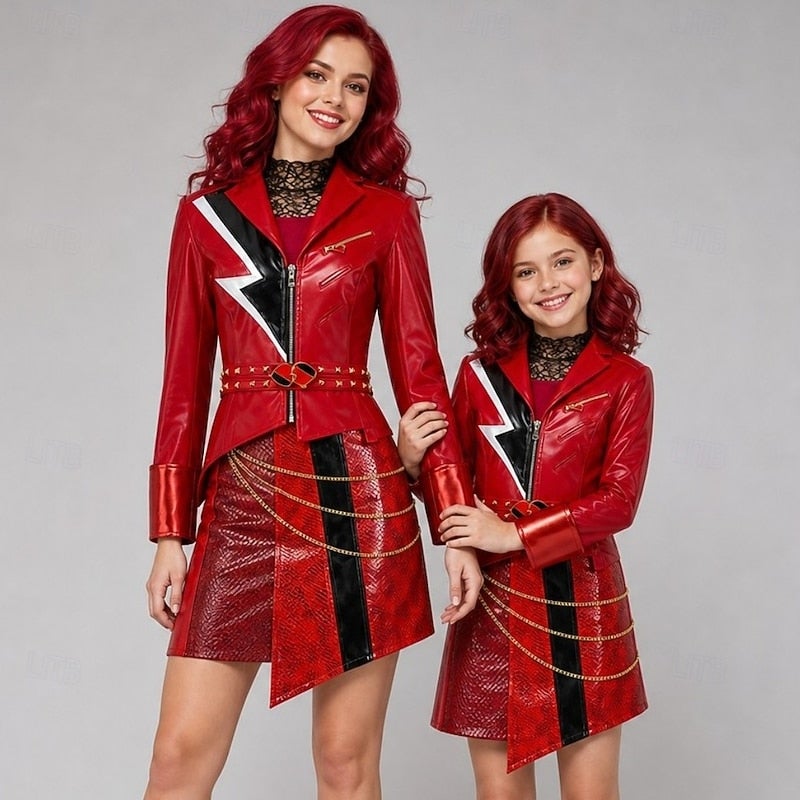 Y&D Halloween Dress Costume Red Heart Princess Fantasy Villain Heir Descendants Wicked Wonderland Cosplay Mum and Daughter Adults' Women's Halloween Carnival Party Performance Stage Easy Halloween - Image 1