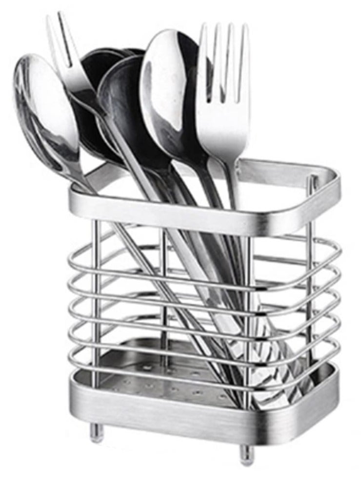 Excefore Kitchen Cutlery Utensil Holder, Stainless Steel Kitchen Sink Organisers, Cutlery Drainer for Kitchen Utensil, Rust Proof Kitchen Sink Organiser, for Knives and Spoons, Spatulas, Tongs - Image 1