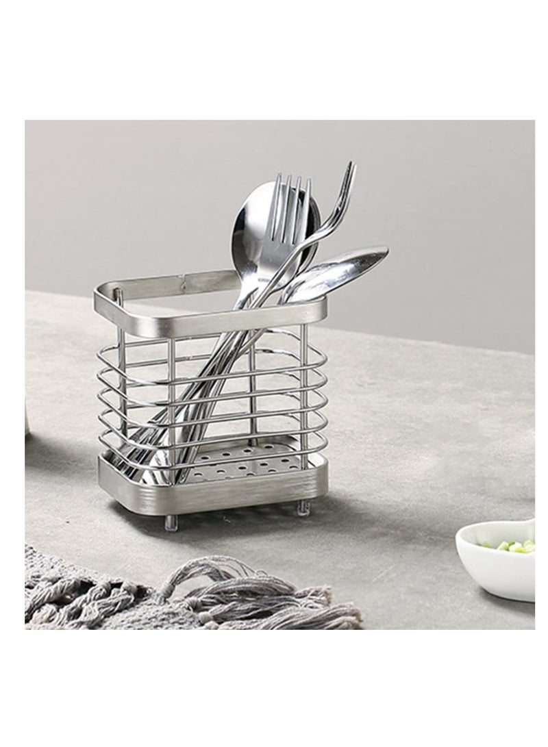 Excefore Kitchen Cutlery Utensil Holder, Stainless Steel Kitchen Sink Organisers, Cutlery Drainer for Kitchen Utensil, Rust Proof Kitchen Sink Organiser, for Knives and Spoons, Spatulas, Tongs - Image 2
