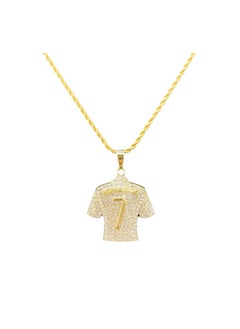 Gasin Hip Hop Cristiano Ronaldo Gold Pendant Necklace with Diamonds No. 7 Jersey  - Image 1