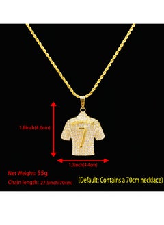 Gasin Hip Hop Cristiano Ronaldo Gold Pendant Necklace with Diamonds No. 7 Jersey  - Image 4