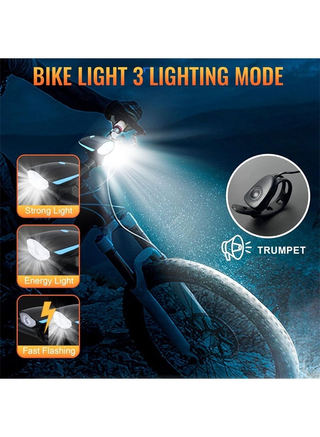 HOMESTAR Bike Light Set, USB Rechargeable Bycicle LED Accessories, Night Cycling Headlight and Tail Rear Reflectors for Mountain Bike, 3 Lighting Modes, Easy to Install - Image 2