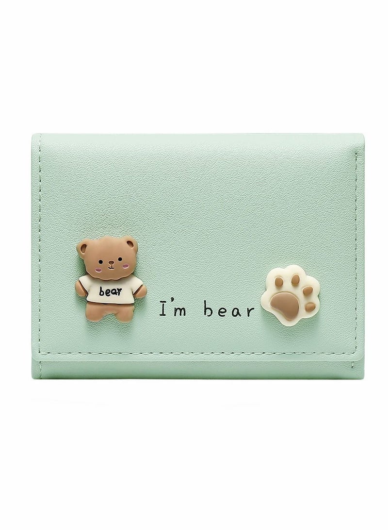 Small Wallet, Cartoon Cute Wallet for Girls, Trifold Wallet Slim Coin Purse Cash Pocket ID Window, PU Leather Slim Purse - Image 1