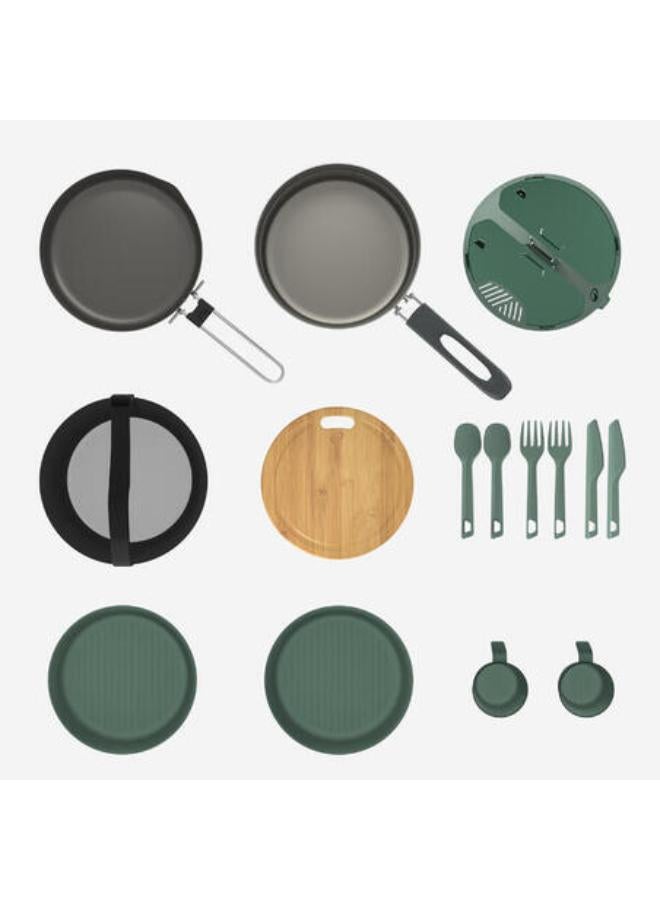 كيتشوا طقم أدوات طهي للتخييم ستانلس ستيل غير لاصقة لفردين 15 قطعة - Image 2