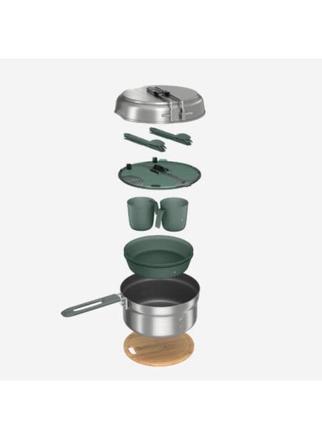 كيتشوا طقم أدوات طهي للتخييم ستانلس ستيل غير لاصقة لفردين 15 قطعة - Image 1