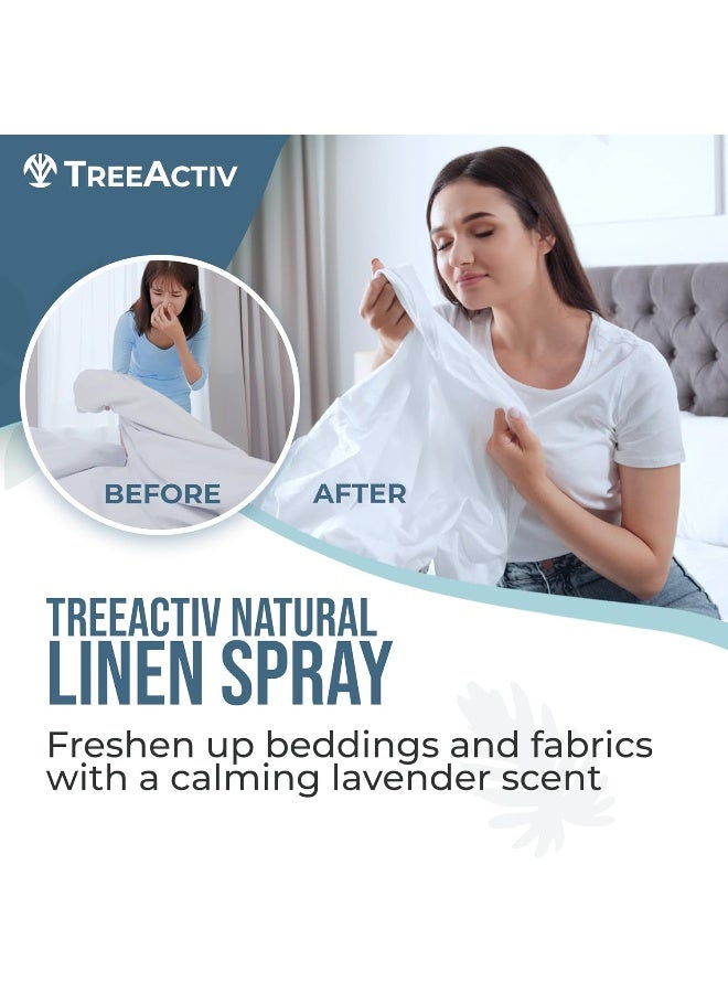 TreeActiv Linen Spray, Calming Lavender, Tea Tree & Peppermint Essential Oil Pillow Spray & Air Freshener for Room, Bed, Fabric, Laundry, Sheets & Bedding, Mist for Sleep & Relaxation, 1000+ Sprays by TreeActiv - Image 2