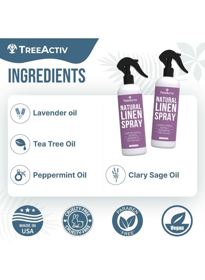 TreeActiv Linen Spray, Calming Lavender, Tea Tree & Peppermint Essential Oil Pillow Spray & Air Freshener for Room, Bed, Fabric, Laundry, Sheets & Bedding, Mist for Sleep & Relaxation, 1000+ Sprays by TreeActiv - Image 5