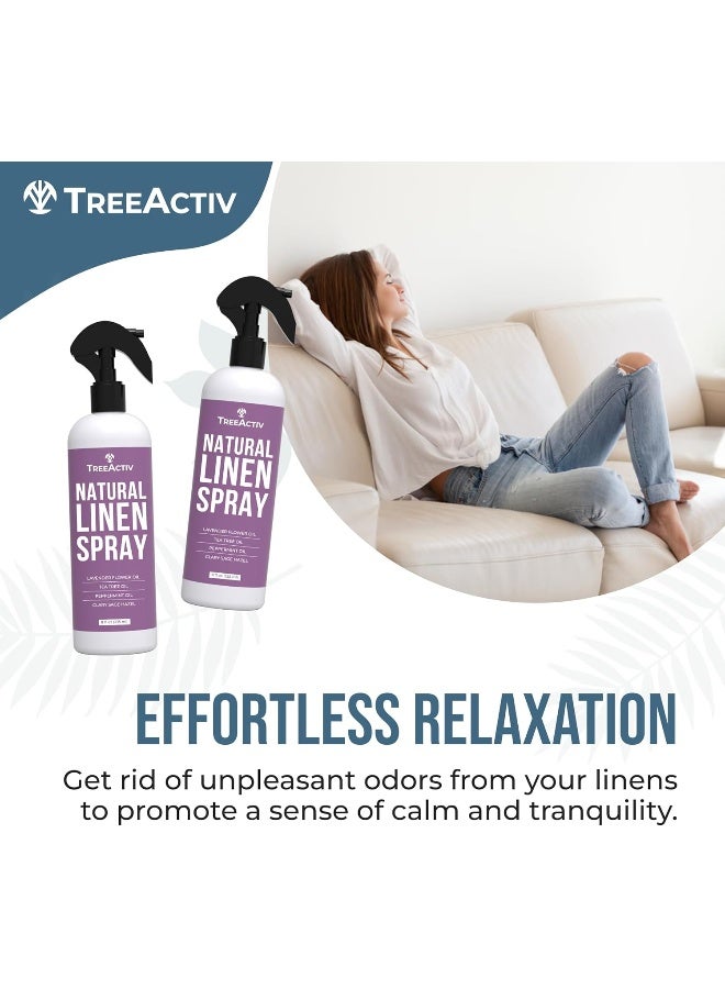 TreeActiv Linen Spray, Calming Lavender, Tea Tree & Peppermint Essential Oil Pillow Spray & Air Freshener for Room, Bed, Fabric, Laundry, Sheets & Bedding, Mist for Sleep & Relaxation, 1000+ Sprays by TreeActiv - Image 3