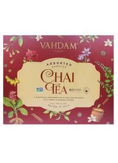 VAHDAM Individually Packed Assorted Pyramid Tea Gift Set 60 Teabags (120g)  - Image 1